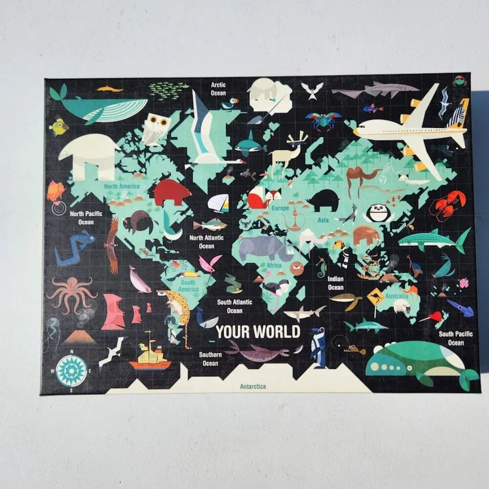 Mudpuppy 1000 Piece Your World Puzzle Map Atlas Inspired by Charley Harper